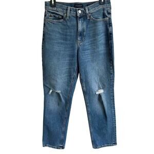 Banana Republic High‎ Rise Straight Jeans Sz 27 Distressed Stretch Classic Denim